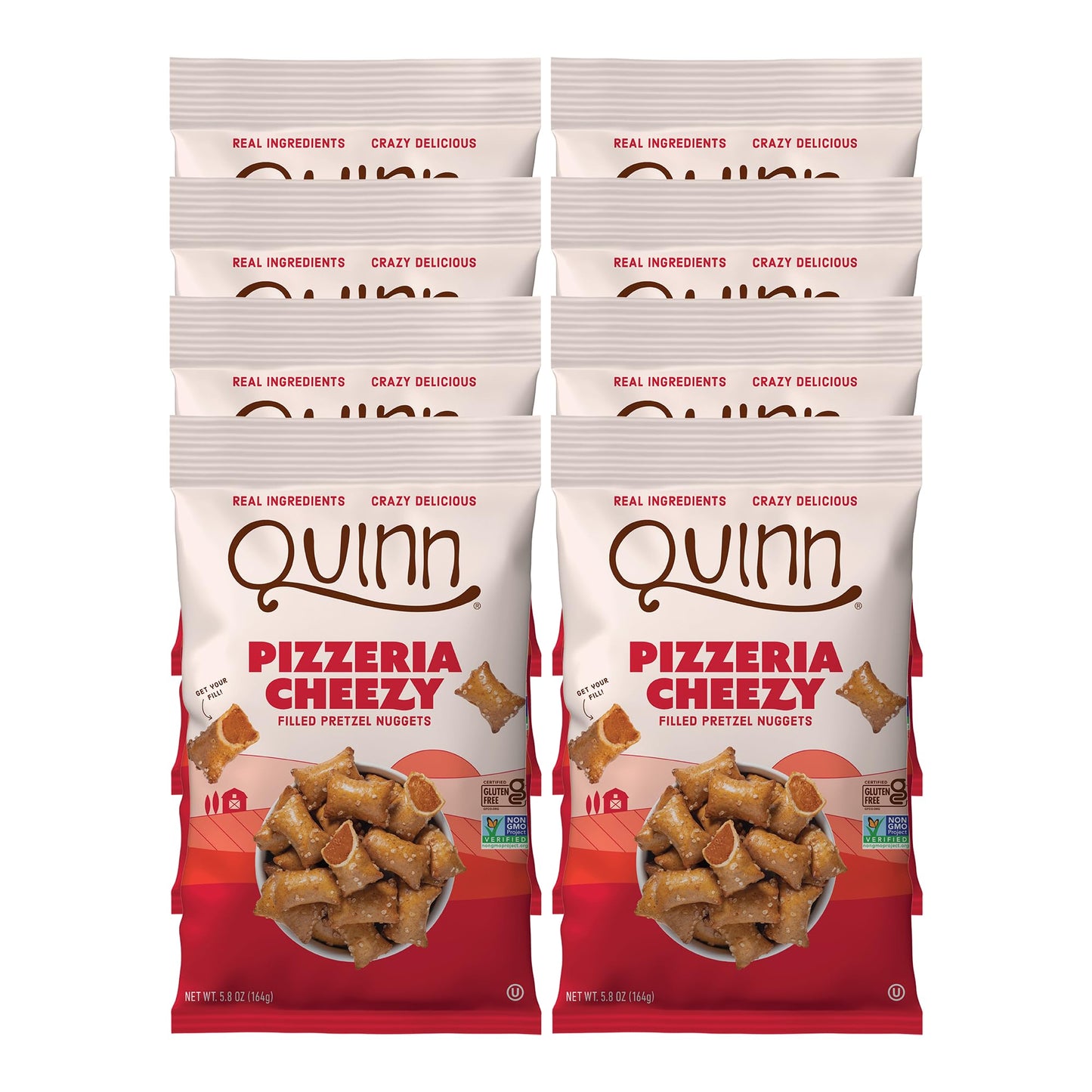 Quinn Pizzeria Cheezy Filled Pretzel Nuggets - Made with Real Ingredients, Whole Grain Sorghum, Sea Salt, Vegan, Gluten Free, Da
