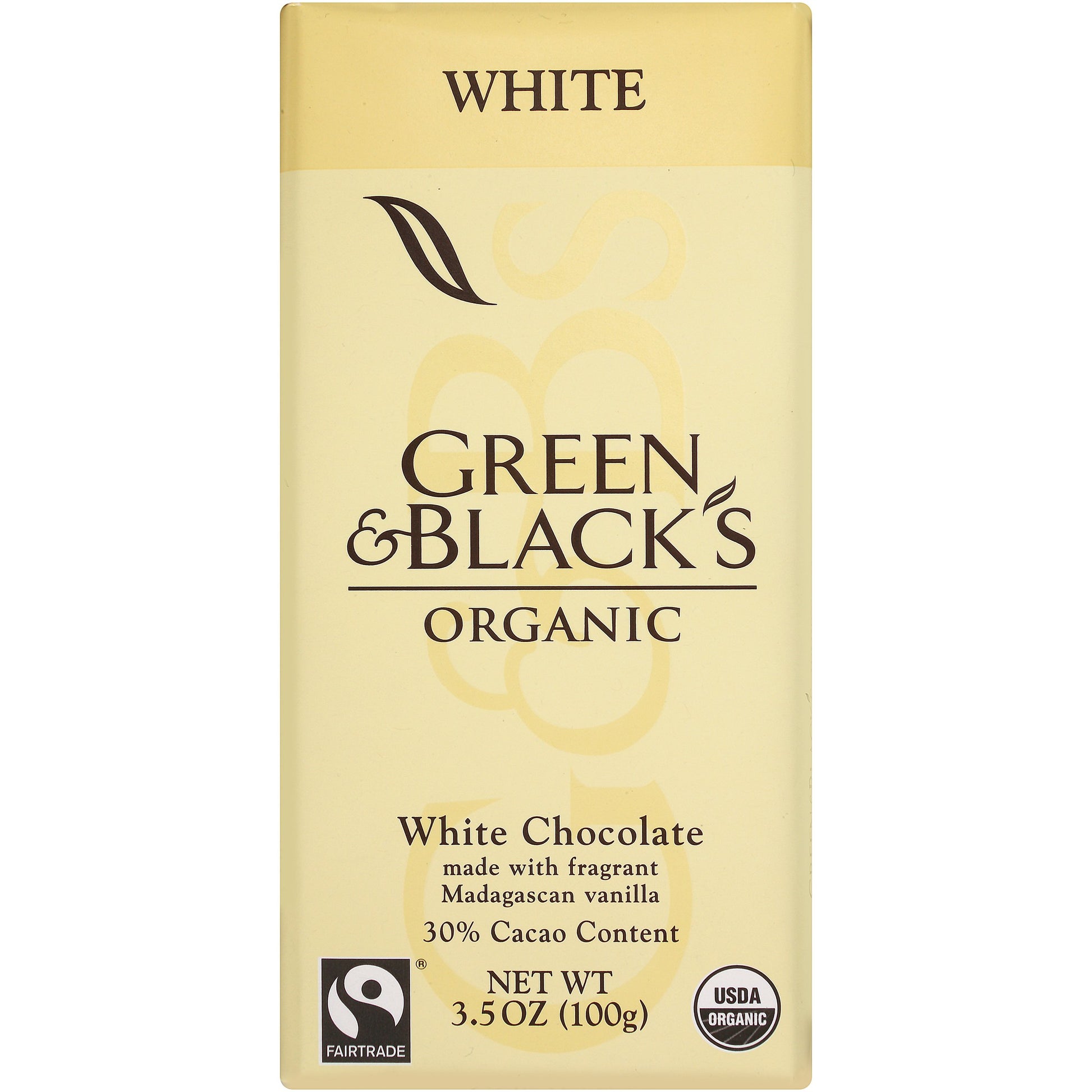 Green & BlackS Organic White Chocolate With Vanilla  30% Cacao  3.5 Ounce Bars (Pack Of 10)
