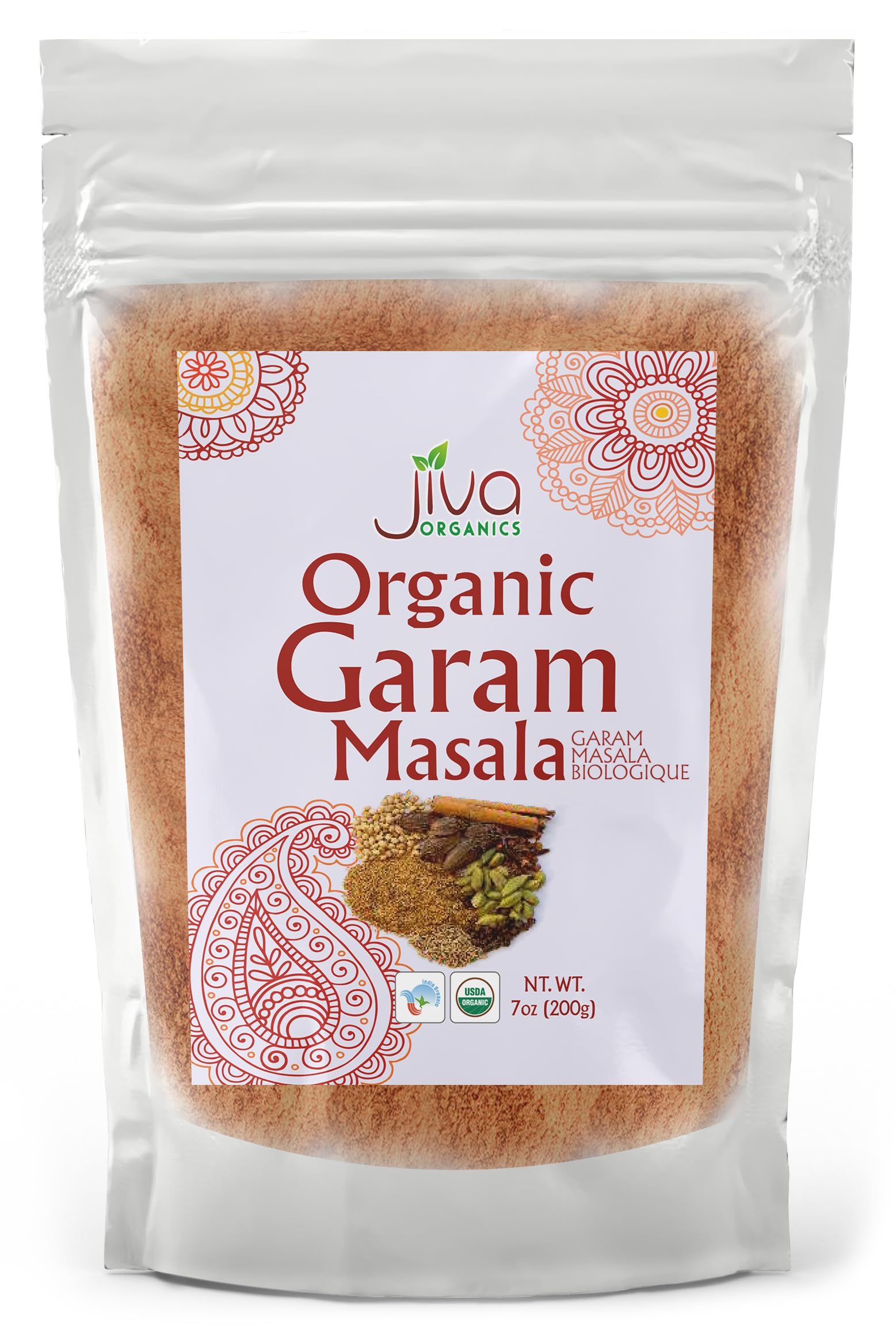 Jiva Organics Organic Garam Masala Powder - Non-GMO, Salt Free, 7 Ounce