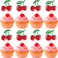 YCTHUNFISH 24 Pack Cherry Cupcake Toppers, Red Glitter Paper Picks for Baby Shower, Bridal Shower, Birthday Party Decorations