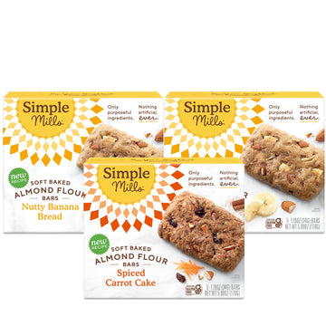Simple Mills Almond Flour Snack Bars, Variety Pack (Nutty Banana Bread And Spiced Carrot Cake) - Gluten Free, Made With Organic 