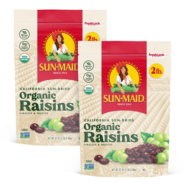 Sun-Maid Organic California Sun-Dried Raisins - (2 Pack) 32 oz Resealable Bag - Organic Dried Fruit Snack for Lunches, Snacks, a