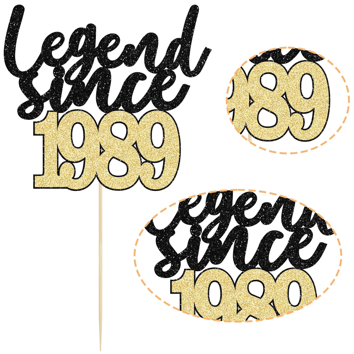 Gyufise 1Pcs Legend Since 1989 Cake Topper Glitter Thirty Five Happy 35Th Birthday Cake Pick Cheers To 35 Years Cake Decoration