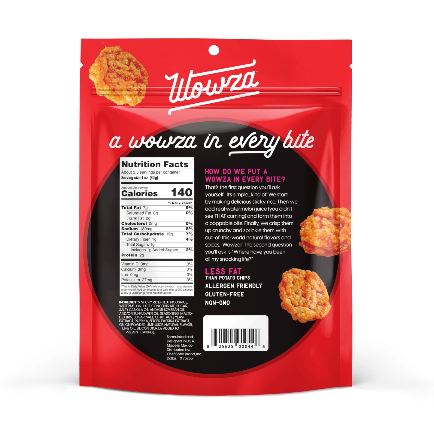 Wowza Fuego-Lime Rice Crisps, Healthy Sticky Rice Crunchy Rice Crisps, 3.5 oz bag (8 pack)