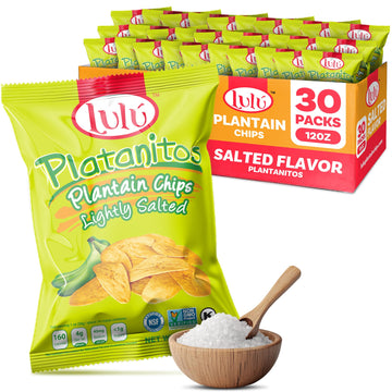 LULU Plantain Chips - Lightly Salted, 30 Individual Bags (2.5 Oz Each) - Crunchy, Delicious, Kosher, Gluten-Free Healthy Snacks 