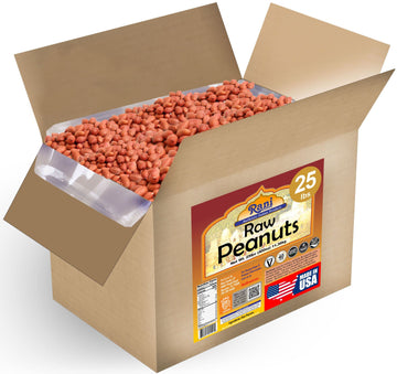 Rani Peanuts, Raw Whole With Skin (Uncooked, Unsalted) 25Lbs (400Oz) 11.36Kg Bulk Box ~ All Natural | Vegan | Gluten Friendly | Fresh Product Of Usa ~ Spanish Grade Groundnut/Red-Skin