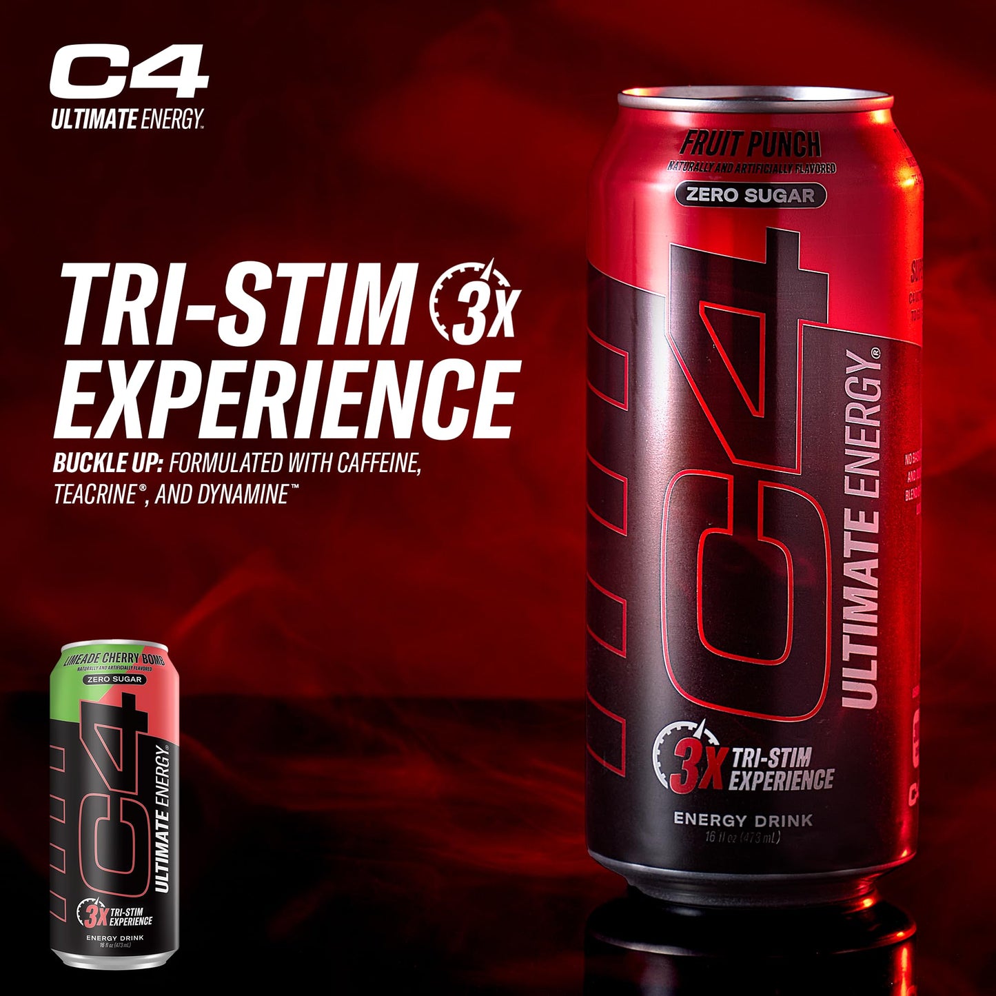 Cellucor C4 Ultimate Pre Workout Energy Drink, 300mg Caffeine, Limeade Cherry  , 16oz (Pack of 12)