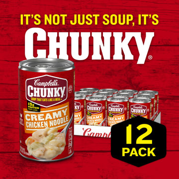 Campbell s Chunky Soup, Creamy Chicken Noodle Soup, 18.8 Oz Can (Case of 12)