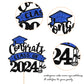 YCTHUNFISH Graduation Cake Topper with Blue Glitter Diploma, Class of 2025, Paper, Cupcake Decoration for High School Boys and Girls