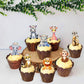 40Pcs Edible Floral Jungle Safari Animal Cupcake Toppers Wafer Paper Safari Animal Theme Cake Toppers Decoration For Animal Drin