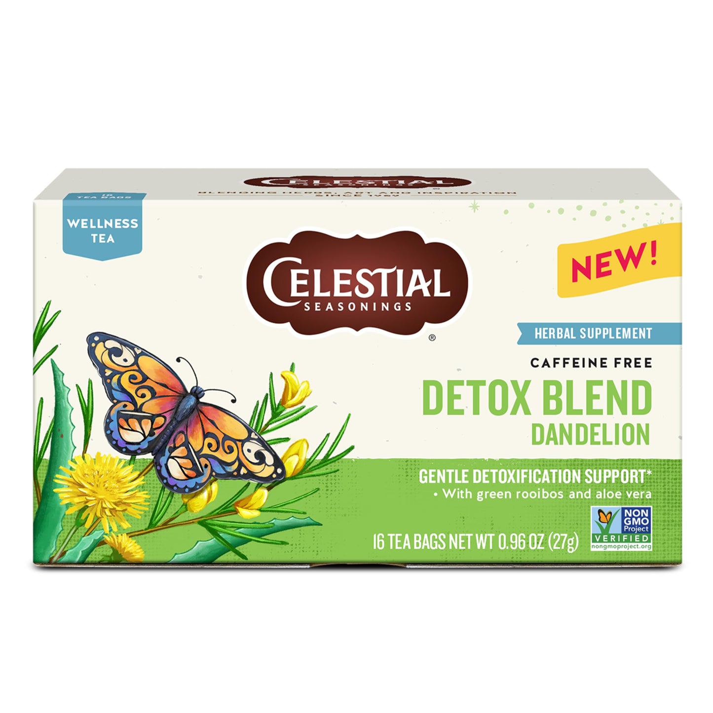 Celestial Seasonings Detox Blend Dandelion Wellness Tea  Caffeine Free  16 Tea Bags Box