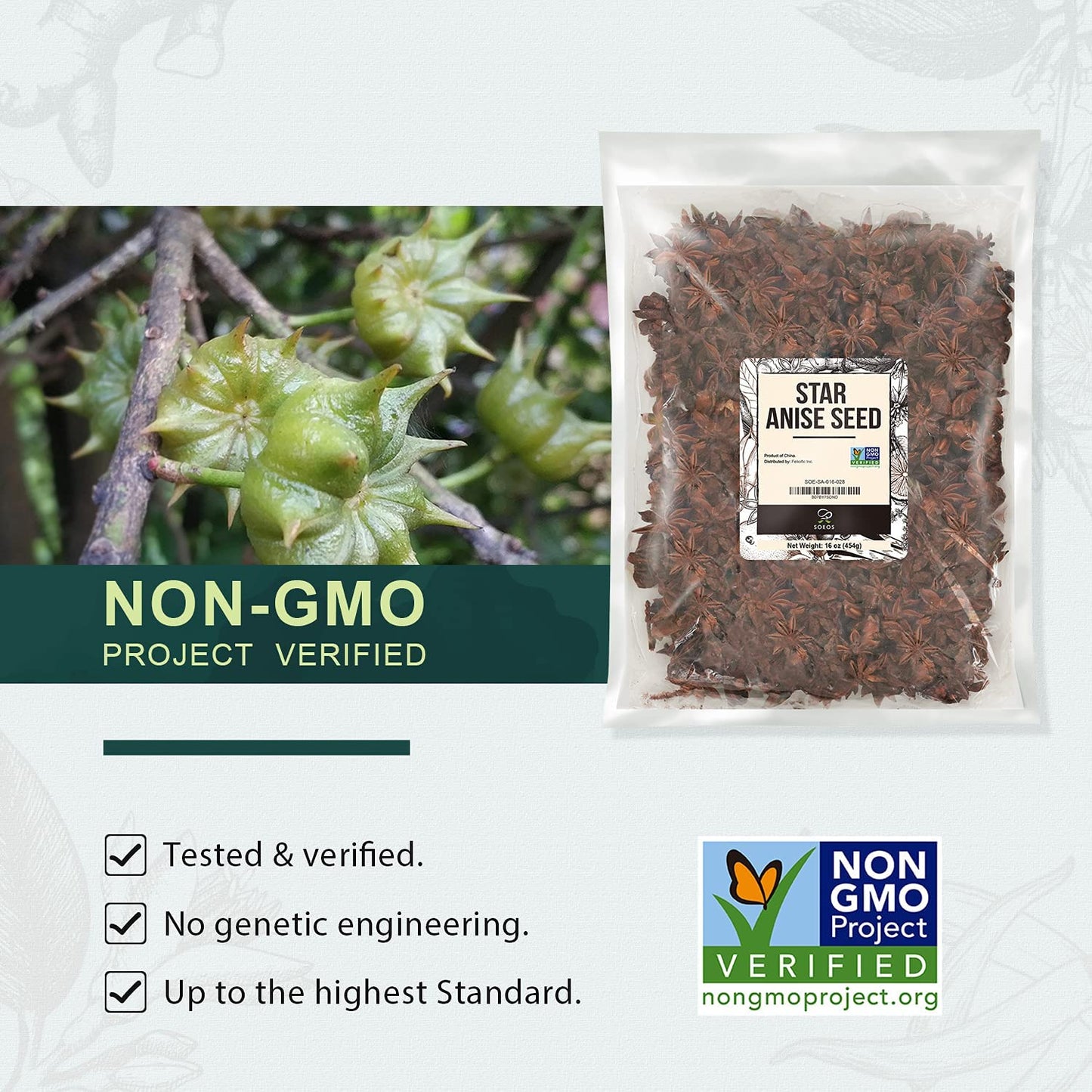 Soeos Star Anise Seeds 2 Lb, Whole Chinese Star Anise Seeds, Star Anise Seeds, Dried Anise Star Spice, Non-Gmo Verified, Fresh And Natural Anise Spice