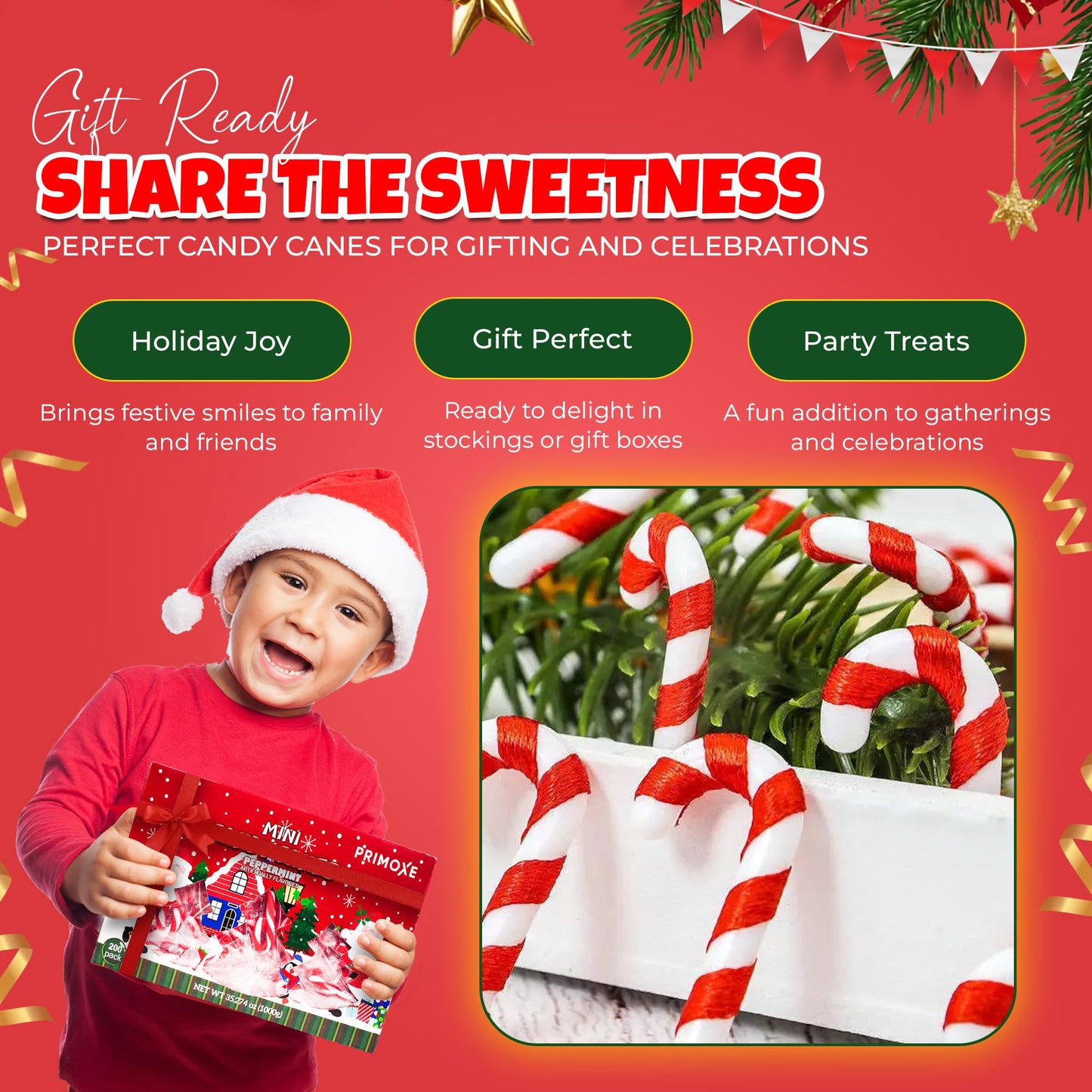 Christmas Mini Candy Canes - Red & White Peppermint Individually Wrapped for Holiday Indulgence - Bulk Christmas Candy for Kids & mature-themeds - Holiday Decorations &   200 Pack