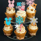 24 Pcs Snowflake Gender Reveal Cupcake Toppers Pink Blue Glitter He Or She Snowflake Cupcake Picks Boy Or Girl Cake Decorations