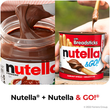 Nutella and Nutella & GO! Bundle, Hazelnut Spread with Cocoa Jar and Snack Packs with Breadsticks, 35.3 oz Jar and 4-Pack