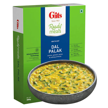 Gits Ready To Eat Dal Palak, Pure Veg Heat And Eat Indian Meal, Microwaveable, 300G