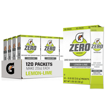 Gatorade G Zero Powder, Lemon Lime, 0.10Oz Packets, 10 Count (Pack Of 12)
