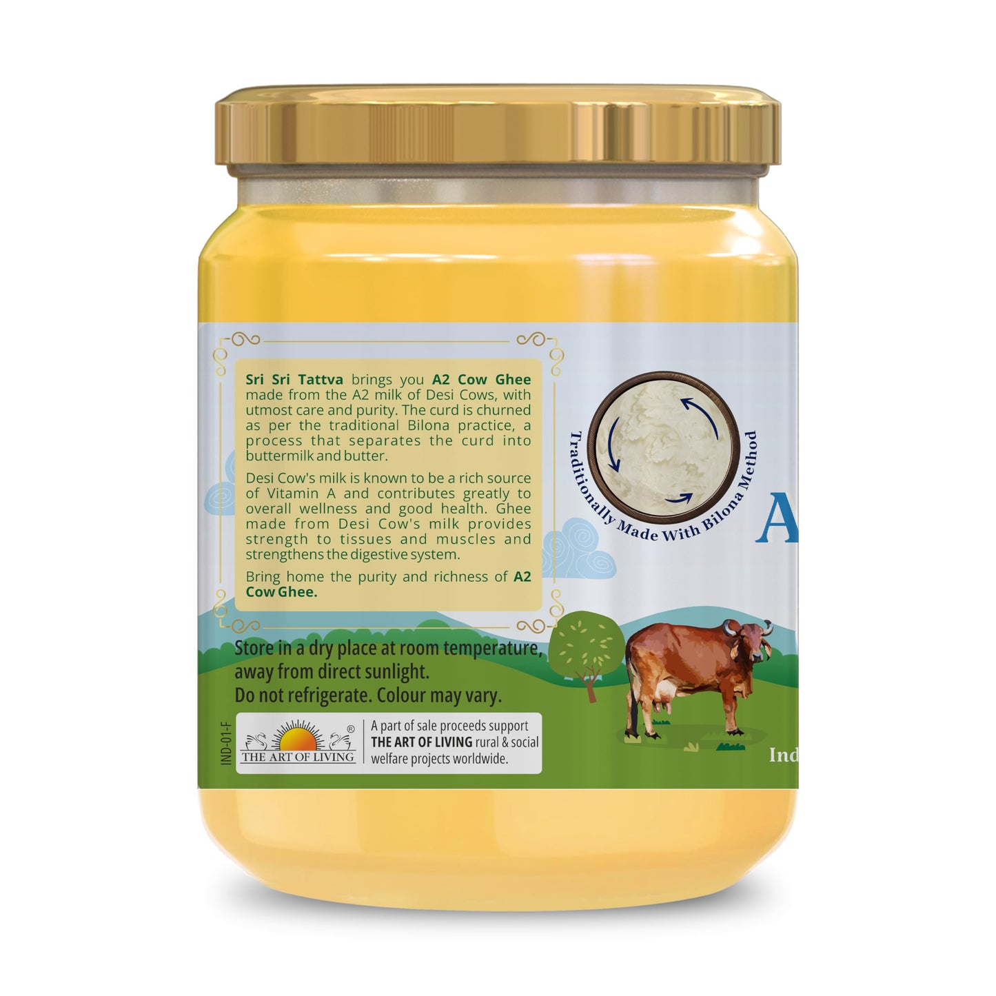 Sri Sri Tattva Shuddhta Ka Naam - A2 Ghee 500 Ml - Organic A2 Desi Ghee For Better Digestion And Immunity
