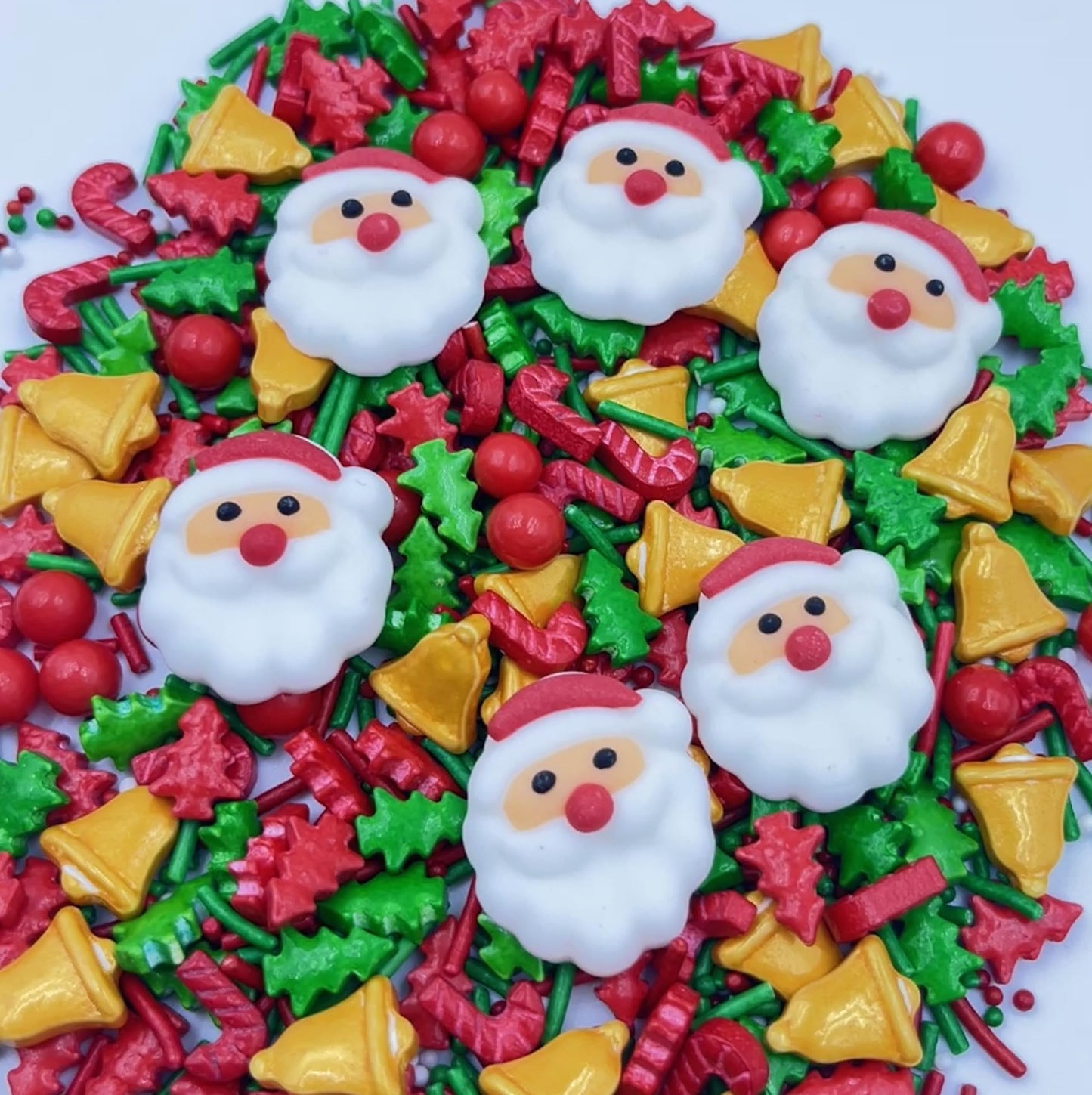 1 Bottle Christmas Sprinkles | Cake Cupcakes And Ice Cream Topper Decorations | Edible Holiday Sprinkles 3.5 Oz(6 Santa Christmas Tree Bell Mixing) For Christmas