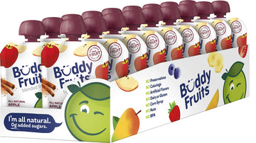 Buddy Fruits Snacks To Go Cinnamon Unsweetened Applesauce 3.2oz Pouch (18pk) Gluten-Nut-Dairy-Preservatives-BPA Free, Non GMO, K