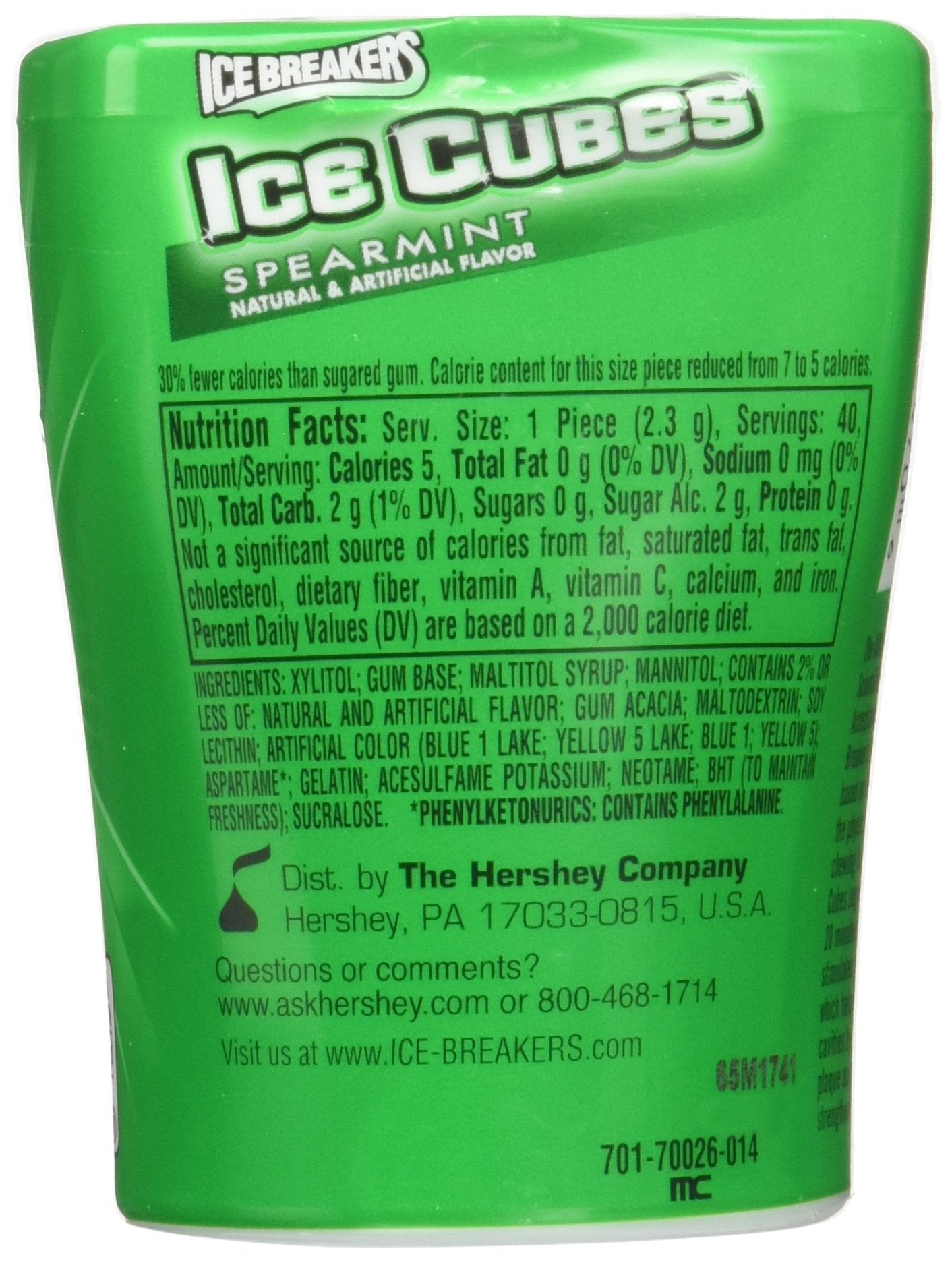 Ice Breakers Ice Cubes Spearmint Gum Bottle Pack- 4 Ct