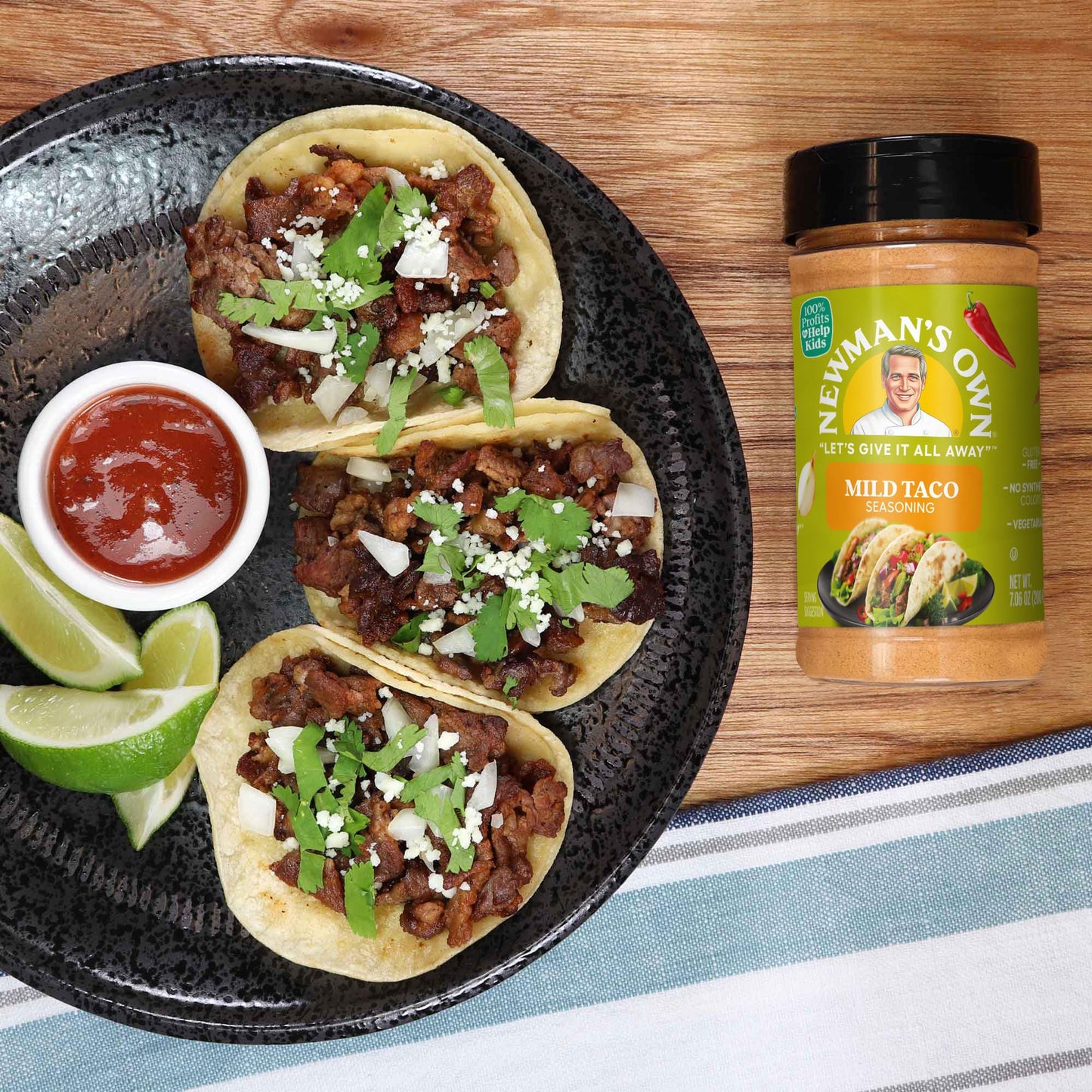 Newman's Own Mild Taco Seasoning; Great Zesty Flavor; Not Only Great on Tacos, Perfect Spices for Cooking Fajitas,Pork Belly, an
