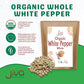Organic White Peppercorns Whole 1.25 Pound Bulk Bag - Non-Gmo, Pure Whole Peppercorns For Grinder Refill By Jiva Organics