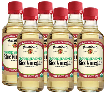 Marukan Organic Seasoned Rice Vinegar, 12 Ounce Glass Bottle (Pack of 6)