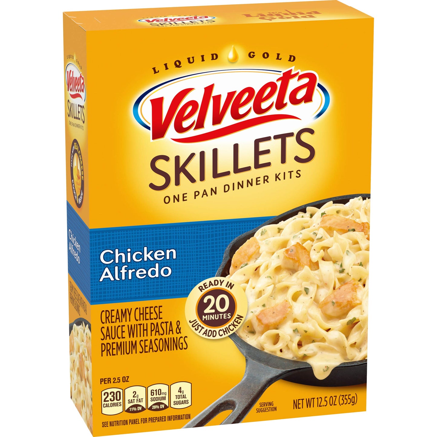 Velveeta Skillets Chicken Alfredo One Pan Dinner Kit With Cheese Sauce (Pasta & Seasonings, 6 Ct Pack, 12.5 Oz Boxes)