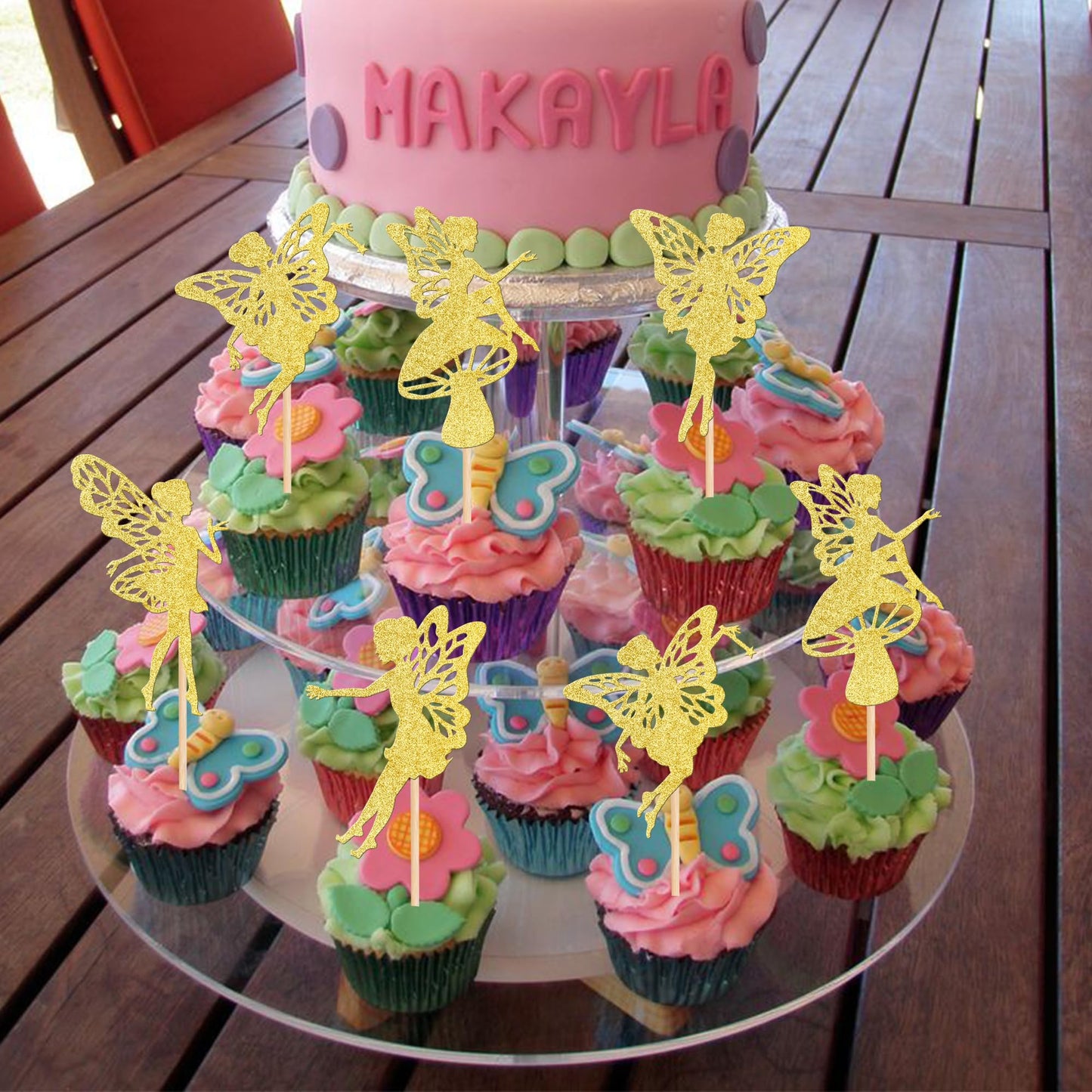 30 Pcs Fairy Cupcake Toppers Glitter Ballet Dancer Flower Angel Fairy Cupcake Picks Decoration For Wedding Bridal Shower Baby Sh