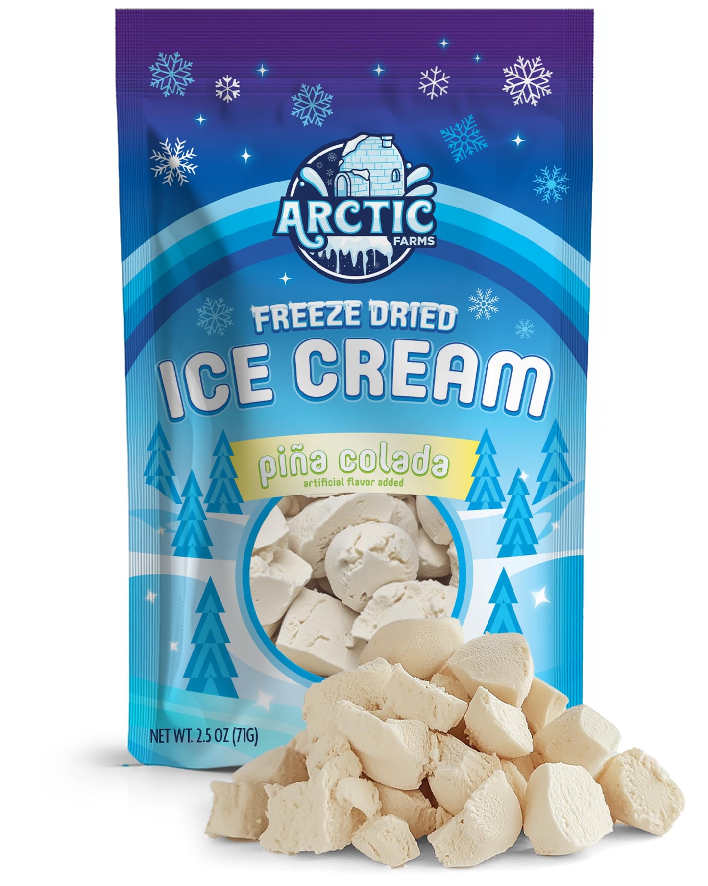 Arctic Farms Freeze Dried Ice Cream Bits Bagged and Boxed - Does Not Melt (Pina Colada) (2.5oz)