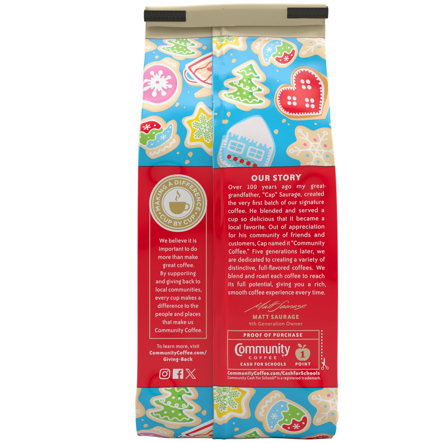 Community Coffee Grandmas Sugar Cookie Ground Coffee  Limited Edition Holiday Flavor  Natural Ingredients  11 Ounce (Pack of 1)