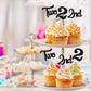 24Pcs Two Cupcake Toppers Glitter 2nd Birthday Cupcake Pick Decorations for Baby Shower Second Birthday Party Cake Decorations S