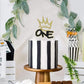 One Birthday Cake Topper - Hip Hop Boys 1St Birthday Decorations, Crown One Cake Topper, Black And Gold First Birthday Decoratio