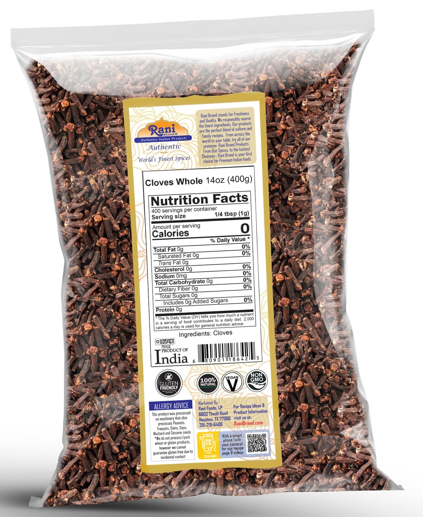 Rani Cloves Whole (Laung) 14Oz (400G) Great For Food, Tea, Pomander Balls And Potpourri, Hand Selected, Spice ~ All Natural | No