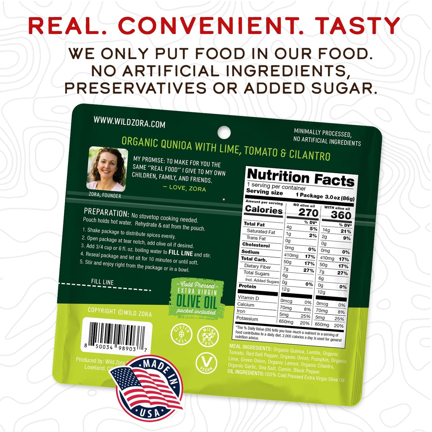 Wild Zora Instant Organic Quinoa Meals - Quick & Tasty Prepared Quinoa Bowls, Pantry Staples Gluten-Free Meal W/Lentils Plus 10G