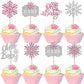 28 Pcs Oh Baby Snowflake Cupcake Toppers Glitter Winter Frozen Theme Snowflake Cupcake Picks For Winter Wonderland Gender Reveal