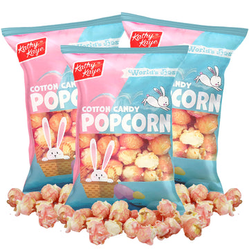 Needzo Pink Popcorn Sharable Snack Bags, Cotton Candy Flavored Already Popped Popcorns, Movie Night Snacks Easter 2024, Pack of 