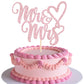 1 Pack Mr & Mrs Cake Topper Glitter Bridal Wedding Cake Pick Love Heart Mr And Mrs Cake Decoration For Wedding Engagement Party