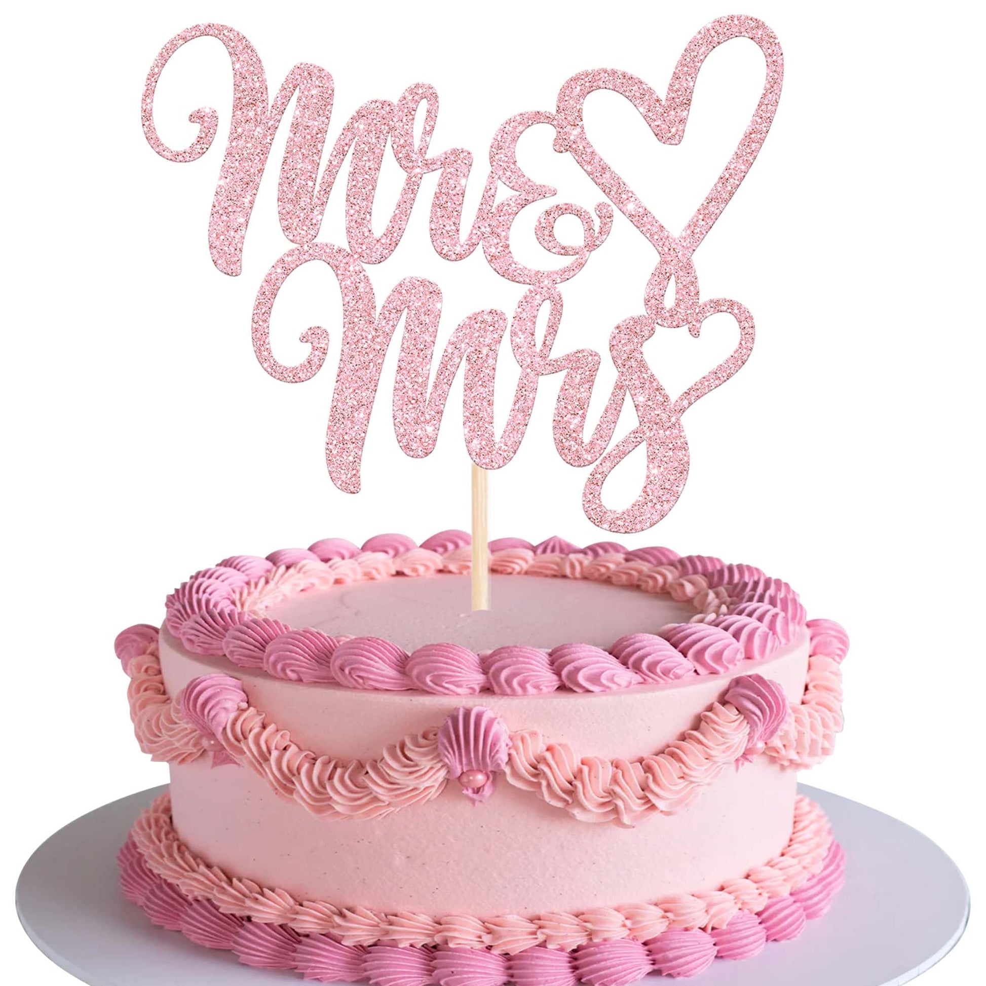1 Pack Mr & Mrs Cake Topper Glitter Bridal Wedding Cake Pick Love Heart Mr And Mrs Cake Decoration For Wedding Engagement Party