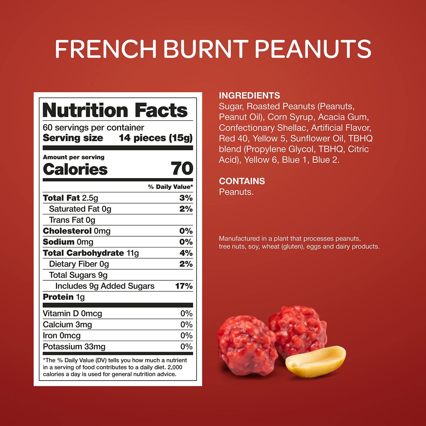French Burnt Peanuts - 2 Pound Bulk Pack - Old School Candy