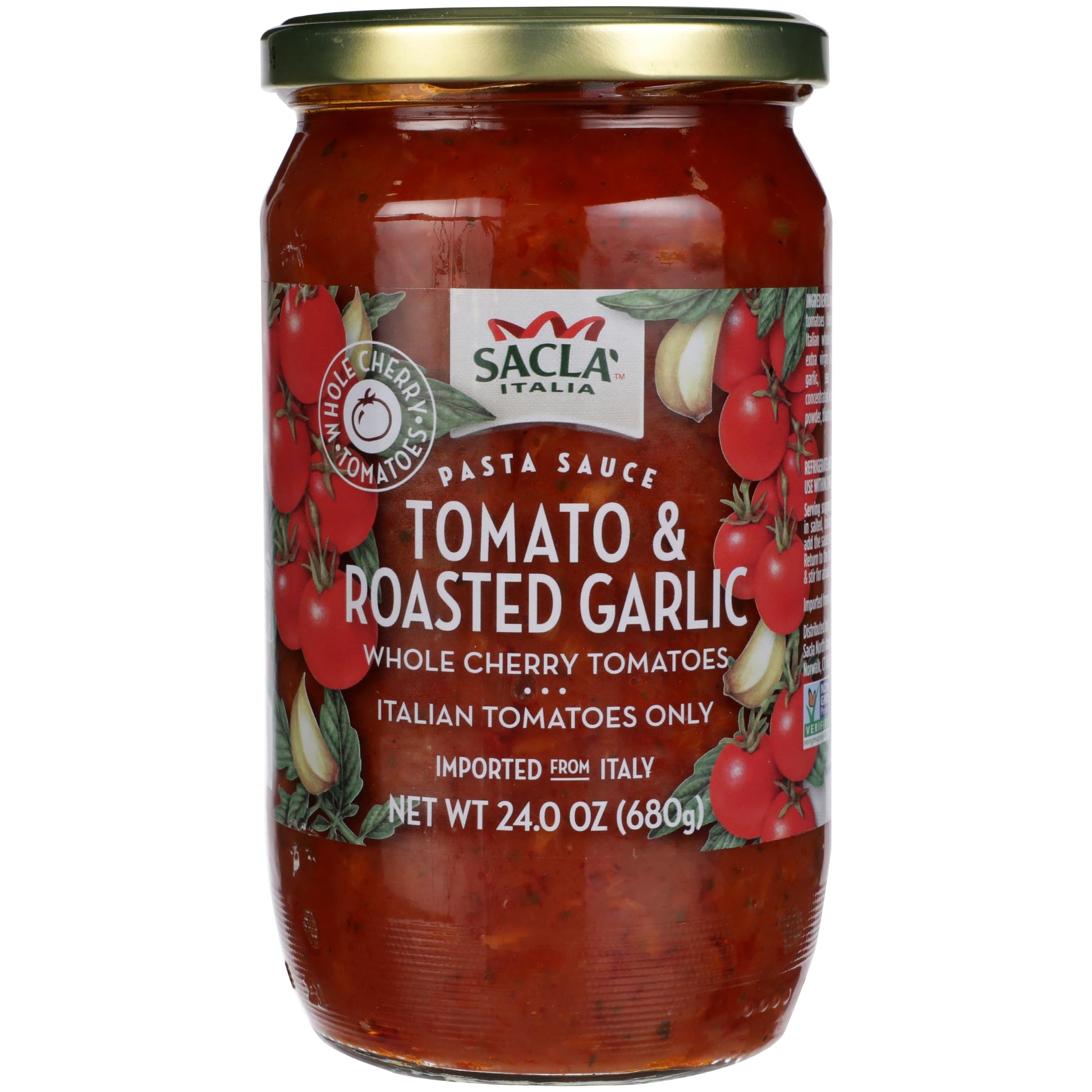 Sacla Roasted Garlic Cherry Tomato Pasta Sauce, No Added Sugar, 24 Ounces (Pack Of 6)