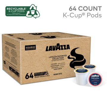 Lavazza Favorites Collection Variety Pack, Single Serve Keurig K-Cup Pods, Light And Medium Roast Coffees, 64-Count Box