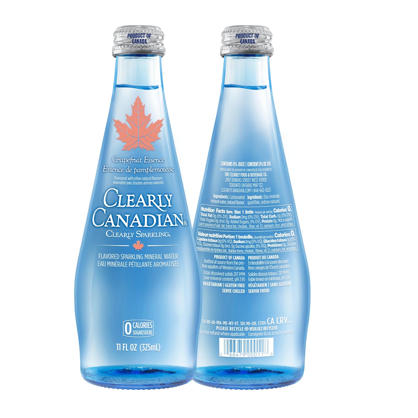 Clearly Canadian Sparkling Mineral Water, G fruit Essence, Zero Sugar, Zero Calories, 12 Pack (11 Fl Oz each)