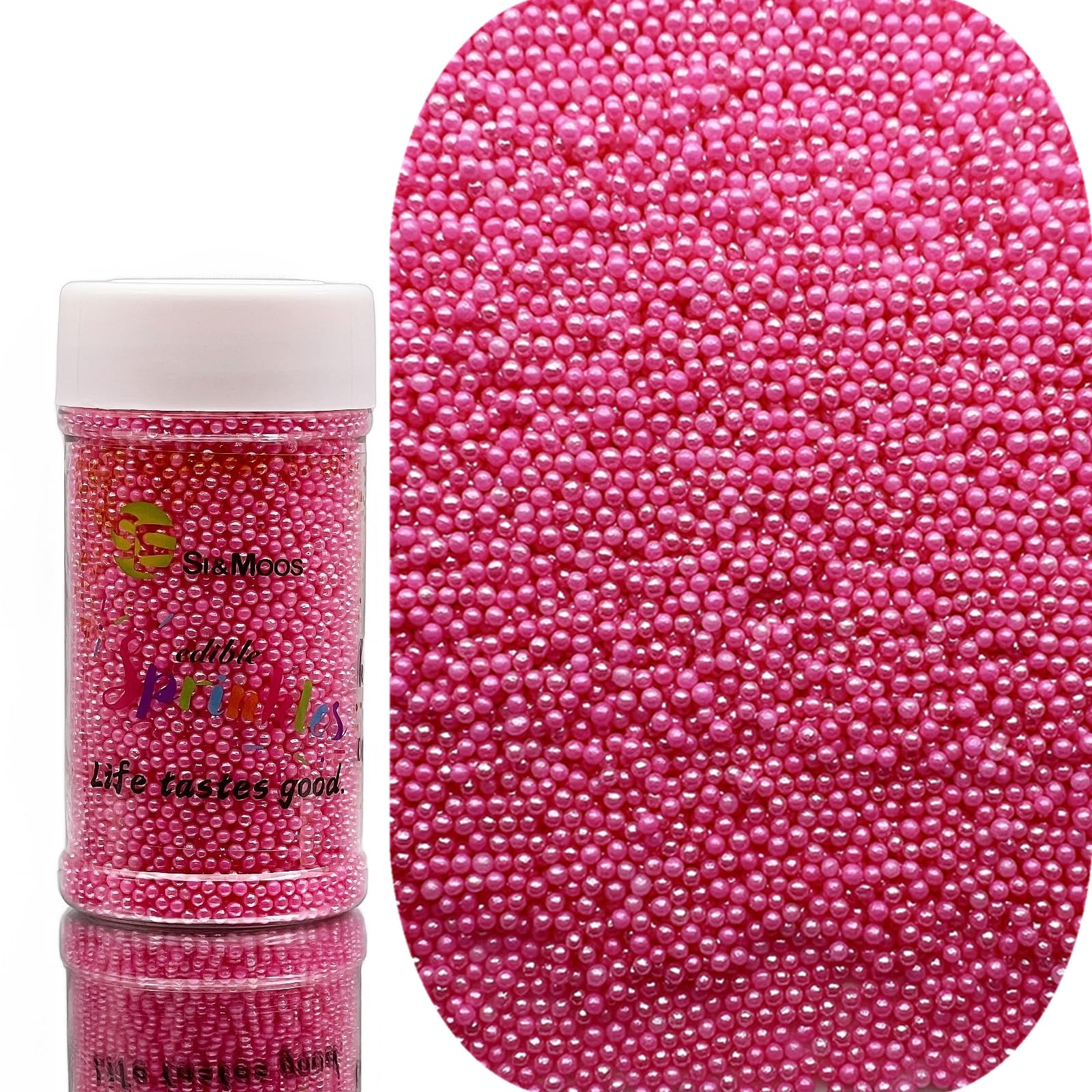 SE Si&Moos Hot Pink Sprinkles Pink Nonpareils Edible Pearls for Cake Decorating Small Pearl Sprinkles Halloween Cake Decorations