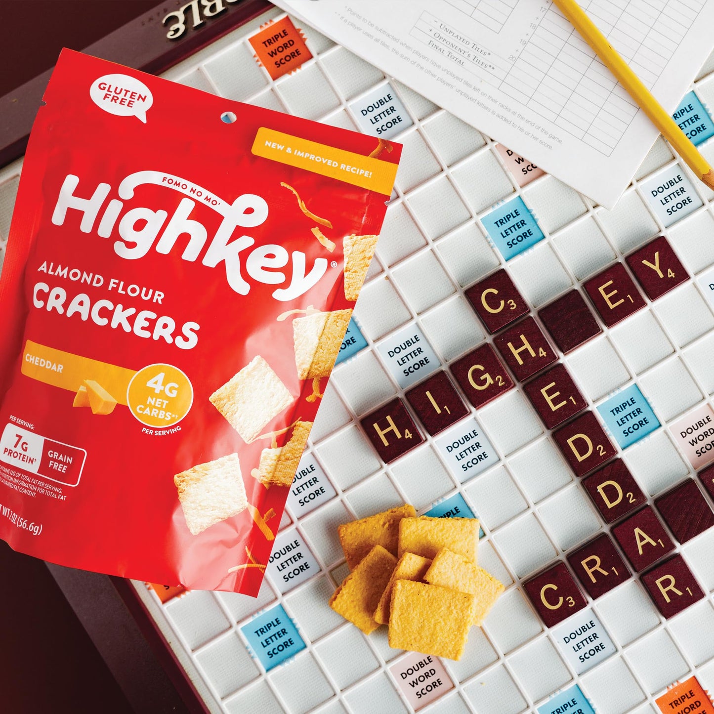 HighKey Low Carb Cheddar Crackers - Keto Cheese Crackers, 2.0oz 3-Pack, Gluten Free Crunchy Snack, Diet Friendly, Grain Free, He