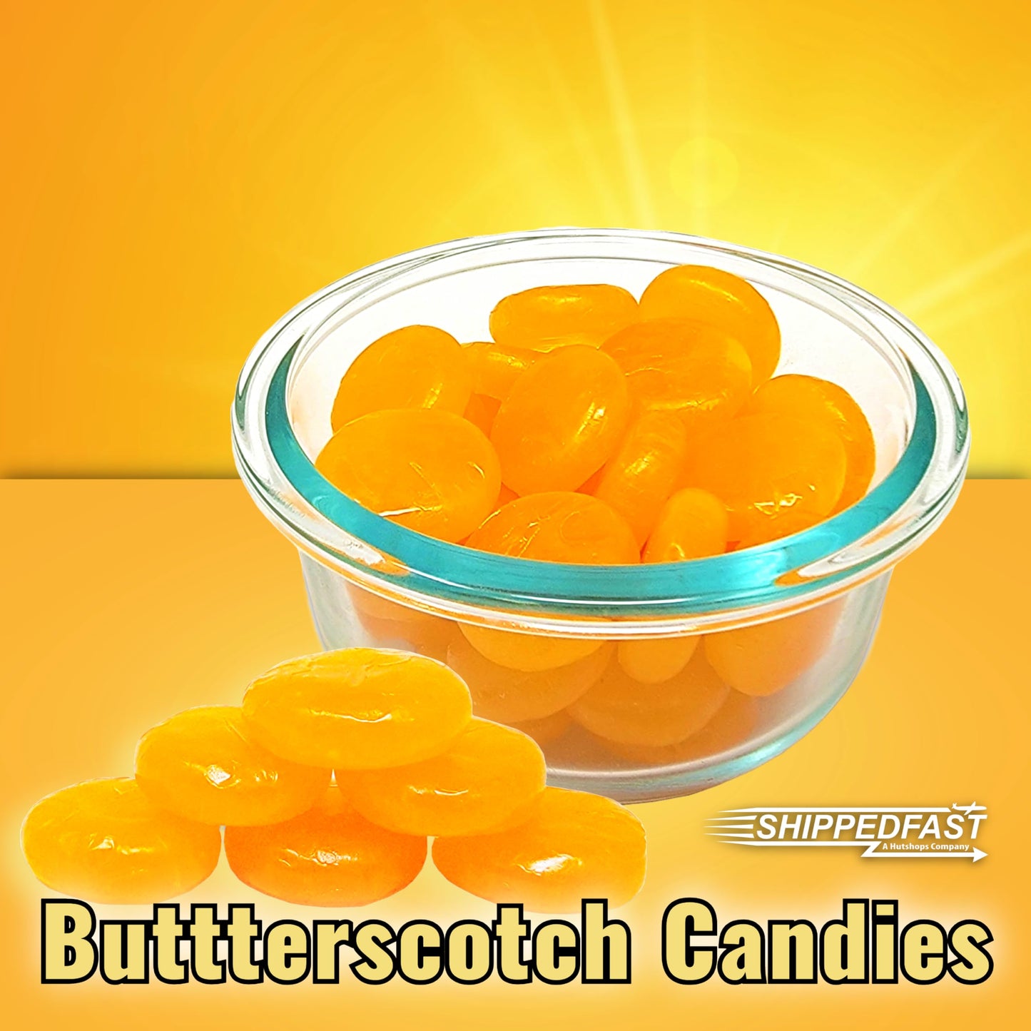 Shippedfast Butterscotch Hard Candies - Individually Wrapped, 5 Pound Bag, Large Size
