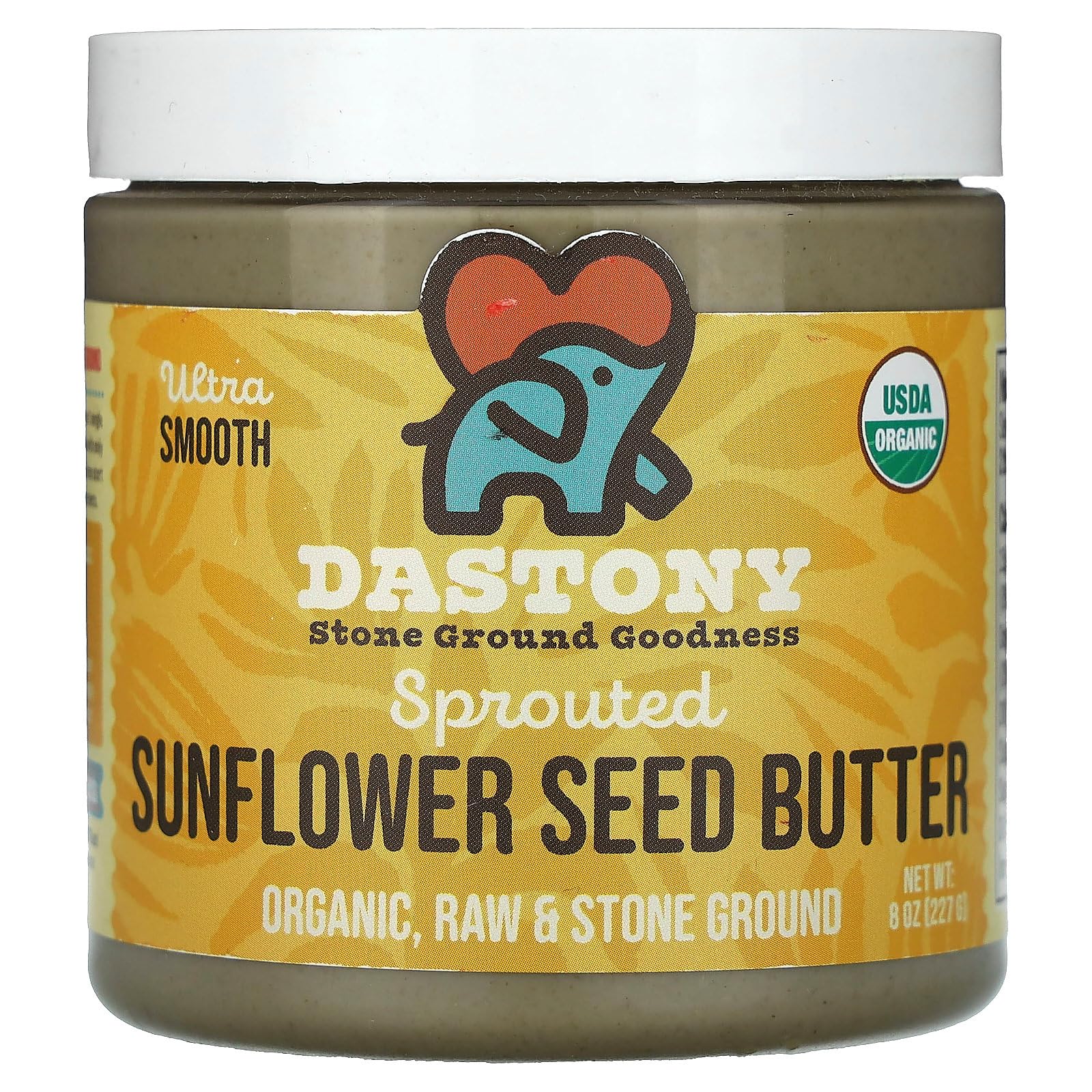 Dastony Organic Raw Sprouted Sunflower Seed Butter, Vegan, Gluten-Free, 8 oz, Non-GMO, Paleo, Keto, Pack of 1