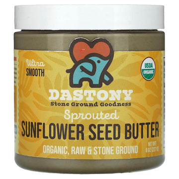 Dastony Organic Raw Sprouted Sunflower Seed Butter, Vegan, Gluten-Free, 8 oz, Non-GMO, Paleo, Keto, Pack of 1