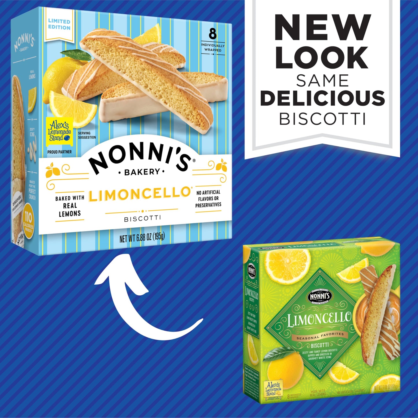 Nonnis Limoncello Biscotti Italian Cookies - Zesty Lemon Cookies - Biscotti Individually Wrapped Cookies - Limoncello Italian B